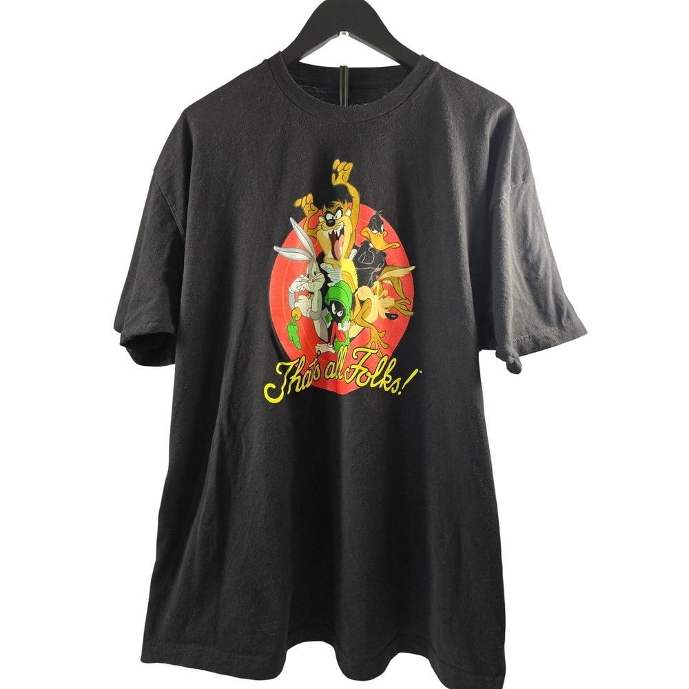 Looney Tunes Thats All Folk Graphic T-Shirt Mens XXL Black Bugs Bunny Daffy Duck